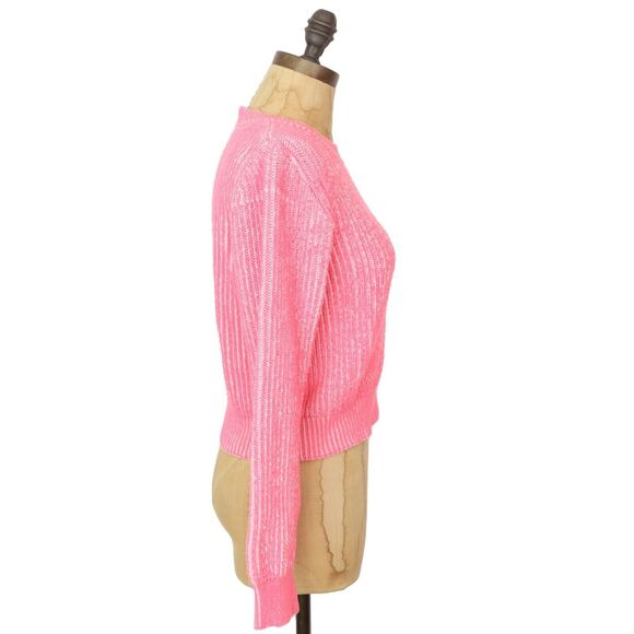 MILLY Plaited Stitch Sweater P (XS) Pink Ribbed Pullover Long Sleeve EUC B37 - Picture 3 of 6